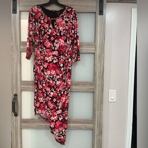 Thalia Sodi Pink Floral Asymmetrical Ruched Sheath Dress